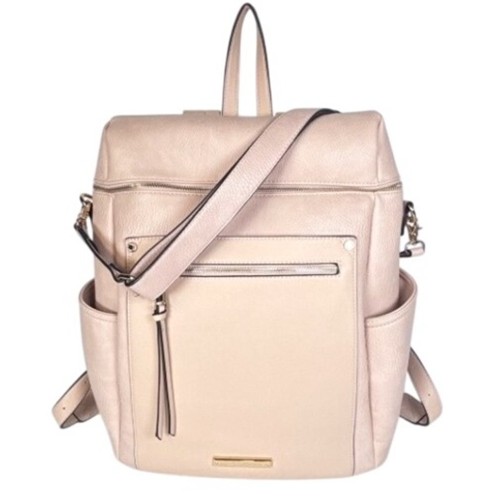 Poppy & Peonies Tote Commuter Backpack Set Blush Pink Gold Vegan Leather - Picture 2 of 16